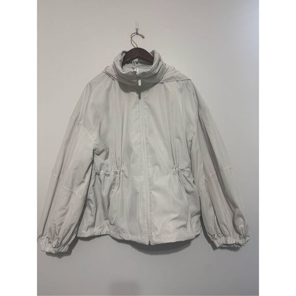 Lululemon Lightweight Cinch-Waist Hooded Rain Jacket Bone Women Size 10 LIKE NEW - Picture 1 of 12
